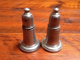 Pair of Vintage Empire Pewter Glass Lined Screw Top Salt and Pepper Shakers - $23.75