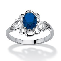 Sterling Silver Oval Cut Scrollwork Sapphire September Stone Ring 5 6 7 8 9 10 - £64.28 GBP