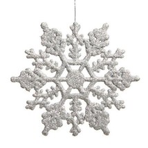 Silver glitter snowflake ornaments 24pc shatterproof winter holiday deco... - £9.62 GBP