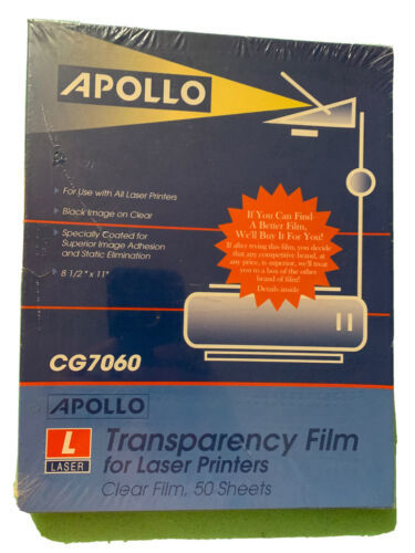 Apollo Laser Printer Copier Transparency Film 50 Sheets CG7060 - $28.59