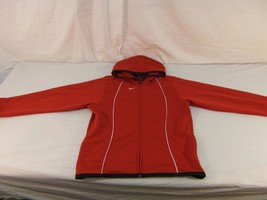 Adult Women&#39;s Nike Red White Stripe Full Zipper 100% Polyester Jacket 30671 - £16.12 GBP