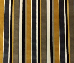 Silver State Metropolitan Gold &amp; Silver Grey Stripe Velvet Fabric By Yard 50&quot;W - £41.86 GBP