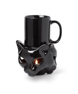 Alchemy Gothic Black Cat Faces Mug &amp; Warmer or Tealight Candle Holder MW... - $34.95