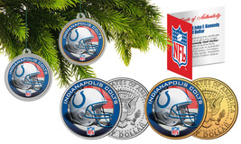 Indianapolis Colts Colorized Jfk Half Dollar 2-Coin Set Nfl Christmas Ornaments - £10.99 GBP