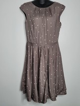 Boden Dress 8 R Taupe Polka Dot Rockabilly Retro Sleeveless Cotton Fit N Flare - £29.22 GBP