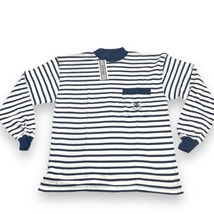 NY B Way - Blue and White French Style Striped Long Sleeve Polo Men’s Sz Medium - £14.12 GBP