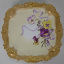 Antique Lanternier AL Limoges Floral Plate Platter Impatiens Gold Signed 1894 - £117.01 GBP