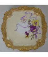 Antique Lanternier AL Limoges Floral Plate Platter Impatiens Gold Signed... - £116.10 GBP