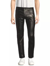 Stylish Men&#39;s Black Genuine Soft Lambskin Leather Pant Biker Motor Leather Pant - £83.33 GBP+