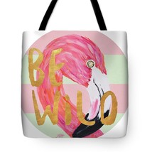 Flamingo On Stripes Round Tote Bag - £36.97 GBP