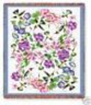 72x54 HUMMINGBIRD Tapestry Floral AFGHAN Throw Blanket  - £50.36 GBP