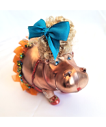 Hippo Ballerina Mercury Glass Christmas Ornament Hand Blown Sequin Glitt... - $37.82 CAD