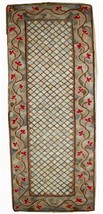 Handmade antique American hooked runner 2.9&#39; x 6.9&#39; (88cm x 210cm) 1880s... - $23,650.53 MXN