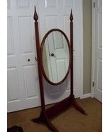 Antique Cheval Oval Mirror on Floor Stand Mahogany Brass Claw Feet Wing ... - £197.51 GBP