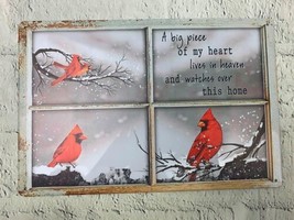 Vintage Tin Sign Cardinal Bird out Side The Window a Big Piece of My Heart - £16.13 GBP