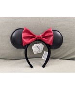 Disney Parks Black with Red Bow Faux Leather Minnie Mouse Ears Headband NEW - $61.38 CAD