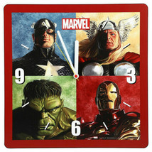 Marvel Comics Avengers Retro Art Images Square Cordless Wall Clock NEW UNUSED - £19.32 GBP