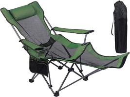 An item in the Sporting Goods category: Nurtudis Camping Lounge Chair, Portable Camping Chair With Footrest,, Green