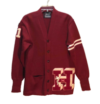 Whiting Varsity Letterman Maroon H Football 71 Vintage Cardigan Men&#39;s Sweater 40 - $94.91