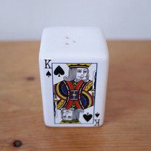 Vintage Glazed Ceramic Poker King Queen Jack Ace of Spades Salt Pepper S... - $14.99