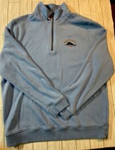 Tommy Bahama  1/4 Zip Pullover Blue Relaxed Cotton Sweatshirt L Men&#39;s Relax - $18.99