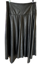 7 for All Mankind Women&#39;s PU Leather Midi High Low Skirt in Black Size S - £46.71 GBP