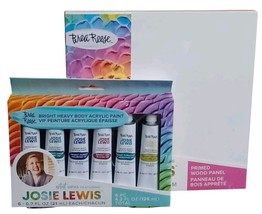 Brea Reese Acrylic Paint Set 6 Josie Lewis Series w 8x8 Primed Wood Pane... - $24.70