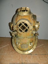 copper and brass diving helmet boston mass mark v divers helmet 18 inch vintage  - £958.68 GBP