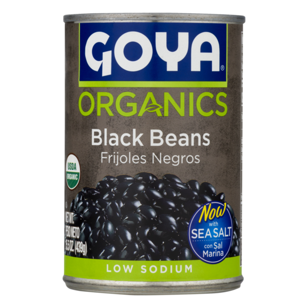 Organic Goya Black Beans , Low Sodium with Sea Salt, 8 Cans 15.5 Ounce Each Inc  - £15.43 GBP