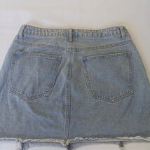 Sadie & Sage Women's Blue Button Fly Denim Frayed Mini Skirt Pockets Waist 32" image 14