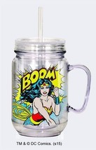 DC Comics Wonder Woman &#39;Boom&#39; 16 oz Double Wall Acrylic Mason Jar, NEW U... - £6.30 GBP