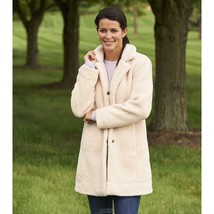 Women's Longline Plush Sherpa Jacket Medium Natural Size M Chest 40" - £31.34 GBP