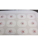 Vtg Handmade Linen Tablecloth with Lace and Embroidery plus 12 napkins 6... - £137.61 GBP