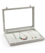 Necklaces Storage Box Velvet Jewelry Tray for Display Clear Lid 20 Hooks... - £38.72 GBP