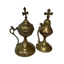 Brass Incense Burners Christian Pedestal Hinged And Handled Vintage Lot ... - £18.47 GBP