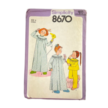 Simplicity Sewing Pattern Children&#39;s Robe Nightgown Pajamas No. 8670 - £15.13 GBP