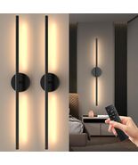 2 PK 24" Wall Sconces Lights Matte Black Remote Dimmable Color Select MI... - $39.55