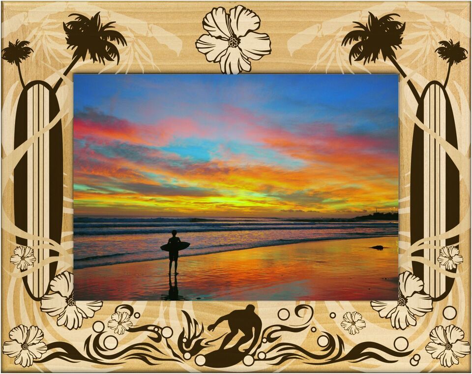 Surfing Laser Engraved Wood Picture Frame Landscape (4 x 6) - $29.99