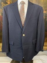 Chaps 48R Gold Button Navy 100% Wool 2Btn Blazer Sport Coat Jacket - $64.99