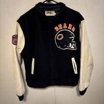 RARE Vintage Chicago Bears Jacket Chalk Line Wool Leather NFL Large Embroidered - £272.56 GBP