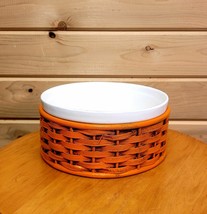 Ovenproof Bakeware Dish In Orange Wicker Serving Bowl - $21.82
