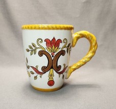 Pier 1 One Imports &quot;Oralia&quot; Pattern 18 oz Earthenware Coffee Mug Tea Cup Leaves - £11.82 GBP