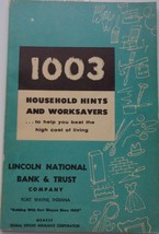 1003 Household Hints &amp; Worksavers Give Away From Lincoln National Bank 1959 - $3.99