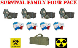 Family Survival 4 Pack - Serbian Gas Masks -Hi-Risk Disease Kits &amp; Carry Bag NEW - £237.32 GBP