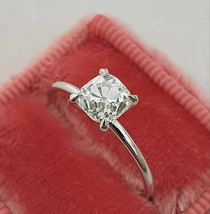 1Ct Simulated Cushion-Cut Solitaire Engagement Ring 14k White Gold Plated Silver - £73.15 GBP