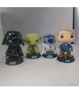 Funko Pop Star Wars Bobble-Head Figurines Lot Of 4 Yoda R2D2 Vader Han S... - $19.74 CAD