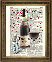 &quot; Bevanda Me &quot; Vino Rosso Stampa: Alice IN Meravigliosa Vintage &amp; Originale - £5.16 GBP