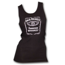 Jack Daniel&#39;s Whiskey Label Logo Ribbed Womens Tank Top Black - £28.34 GBP+