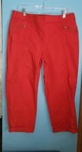 Chico&#39;s Ripstop Utility Crop Pants WOMEN&#39;S Size 2.5 Large Saucy Red Pock... - £22.69 GBP