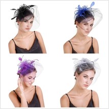 Fascinators Hat for Women Flower Feathers Cocktail Tea Party  Wedding Headwear - £8.75 GBP